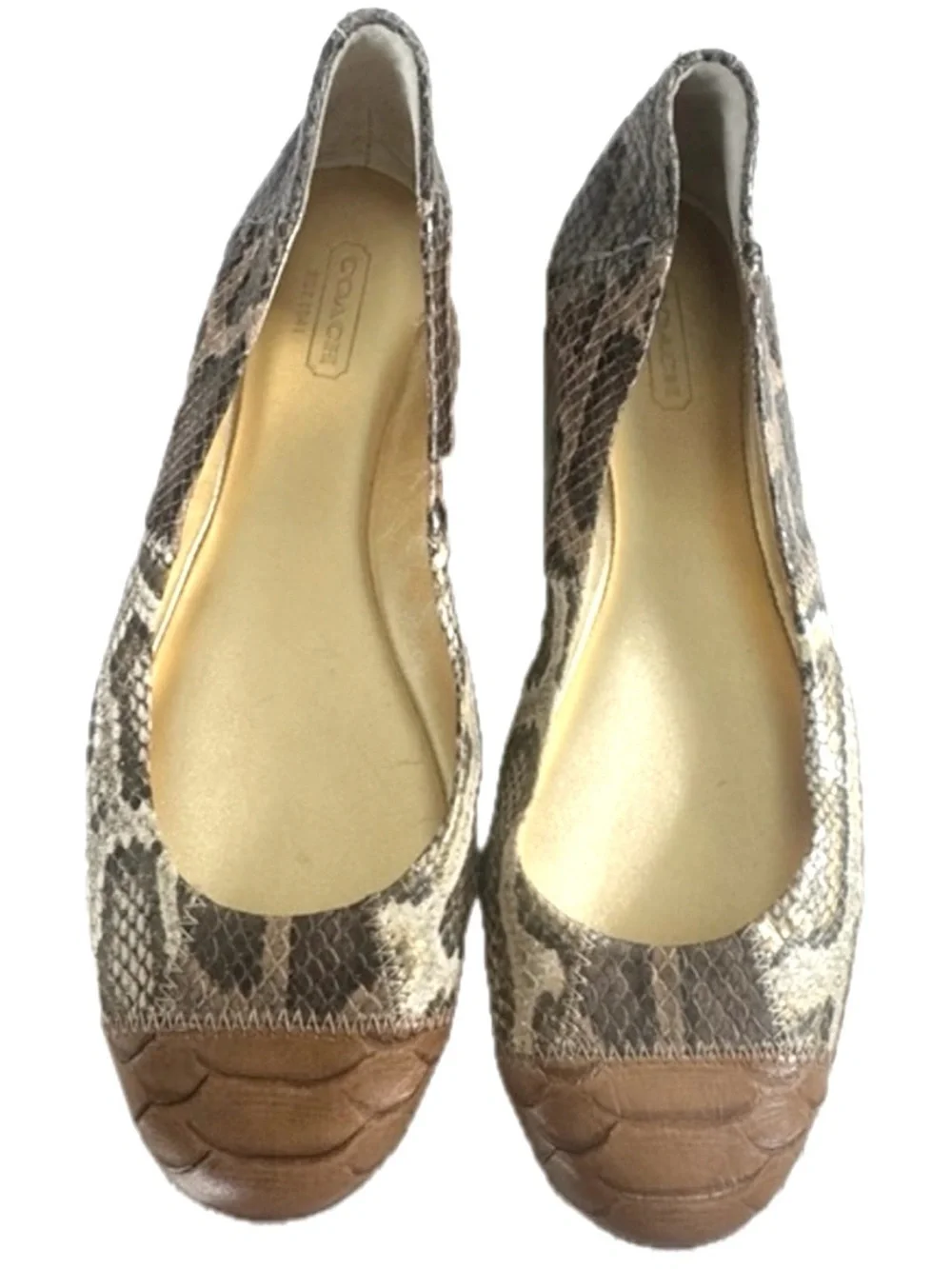 Coach Annabelle Patchwork Exotic Snakeskin Embossed Leather Ballet Flats 7.5 B